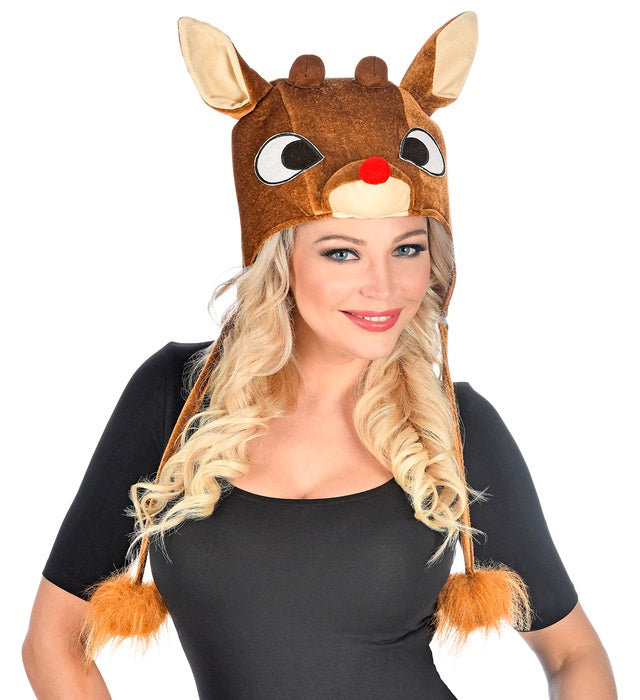 Weicher Rentierhut aus Plüsch mit Geweih für Fasnacht und Winterpartys