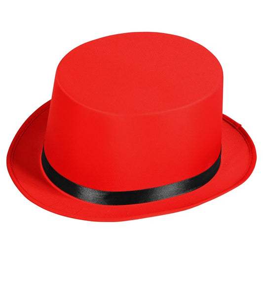 Roter und schwarzer Zylinder Hut 13 cm für Fasnacht und Karneval