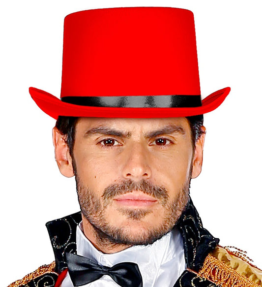 Roter und schwarzer Zylinder Hut 13 cm für Fasnacht und Karneval