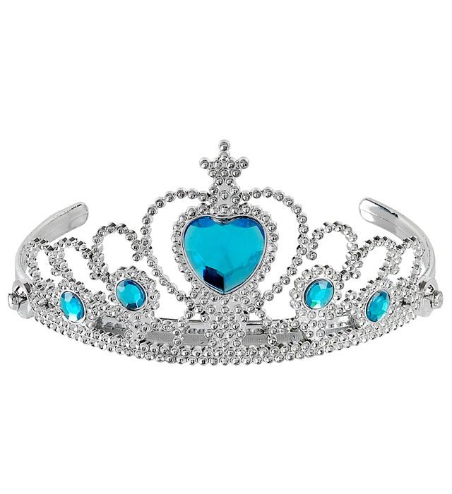 Silberne Tiara mit türkisfarbenen Schmucksteinen für Kinderkostüme