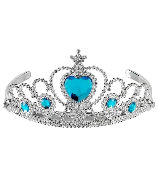 Silberne Tiara mit türkisfarbenen Schmucksteinen für Kinderkostüme