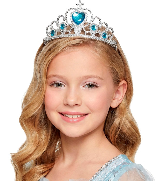 Silberne Tiara mit türkisfarbenen Schmucksteinen für Kinderkostüme