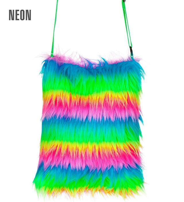 Regenbogen Plüsch Handtasche in bunten Farben mit weichem Material