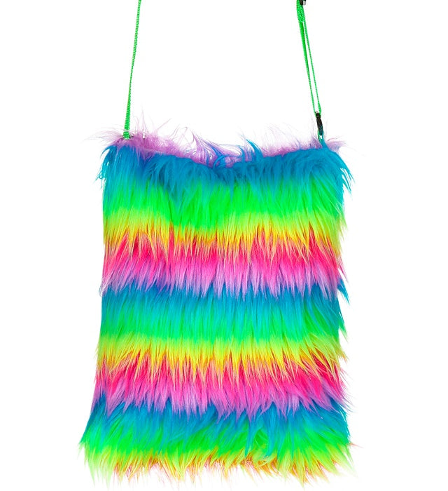 Regenbogen Plüsch Handtasche in bunten Farben mit weichem Material