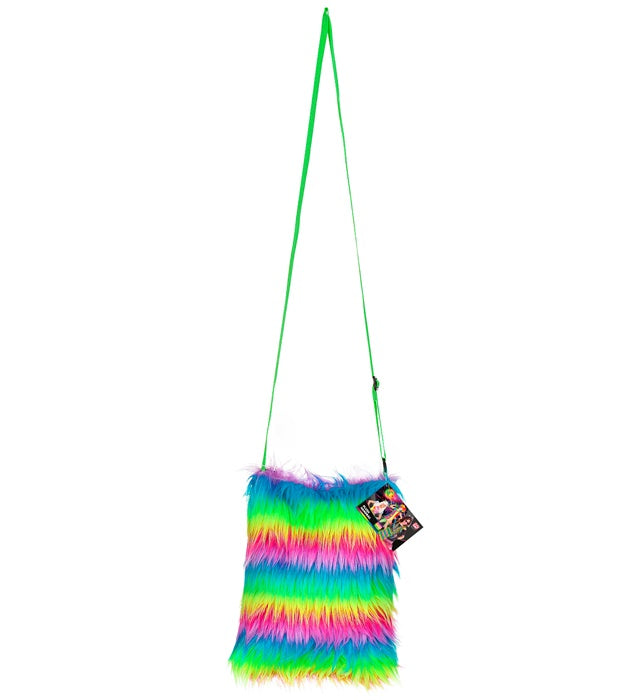 Regenbogen Plüsch Handtasche in bunten Farben mit weichem Material