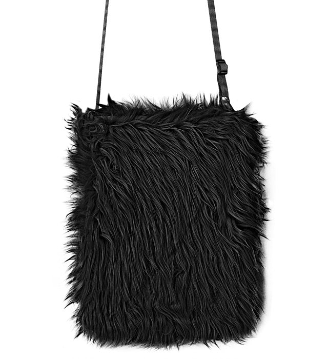 Schwarze Plüsch Handtasche als Fasnacht Accessoire
