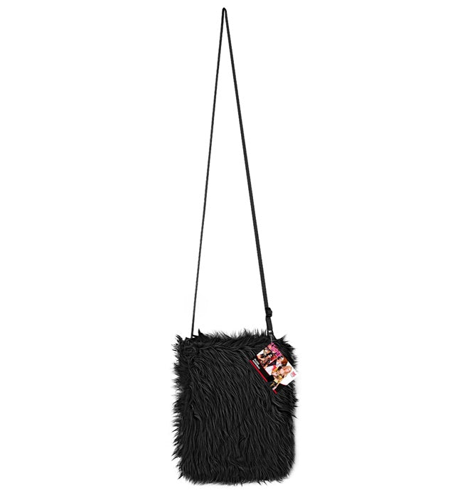 Schwarze Plüsch Handtasche als Fasnacht Accessoire