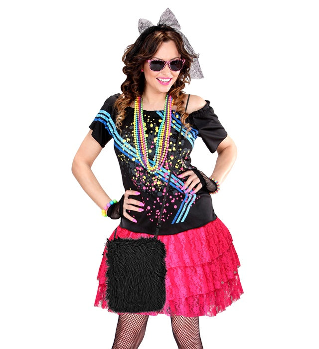Schwarze Plüsch Handtasche als Fasnacht Accessoire