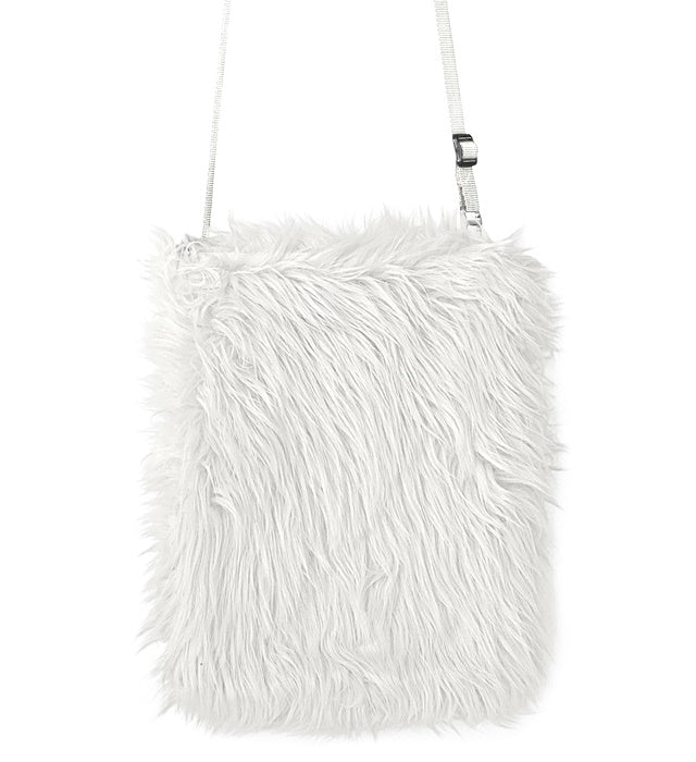 Weiße Plüsch Handtasche als Fasnacht Accessoire