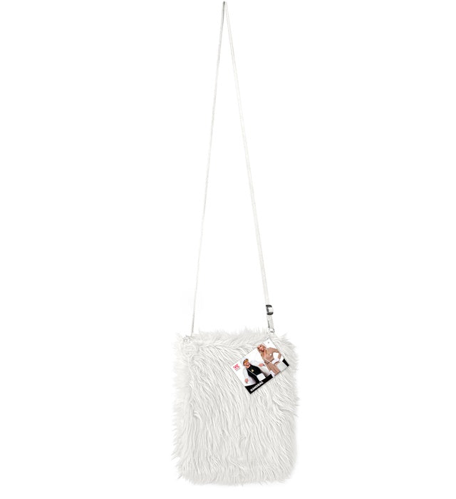 Weiße Plüsch Handtasche als Fasnacht Accessoire