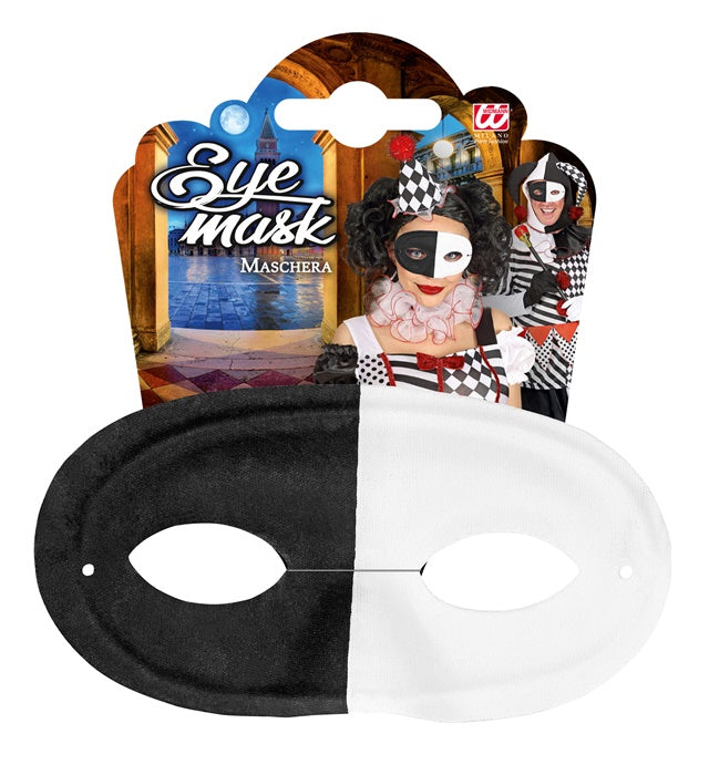 Schwarz-weiße Augenmaske mit elastischem Band für Fasnacht und Karneval