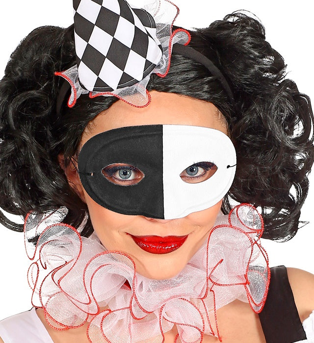 Schwarz-weiße Augenmaske mit elastischem Band für Fasnacht und Karneval