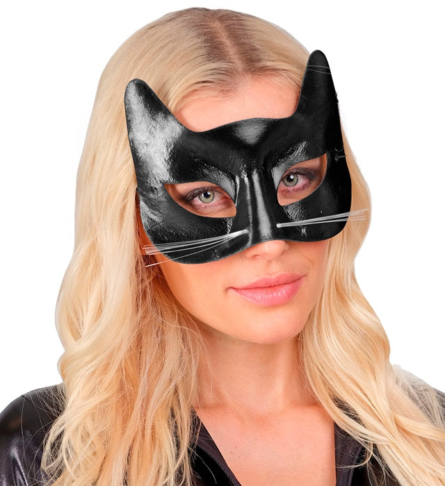 Schwarze Katzaugenmaske als elegantes Kostümzubehör