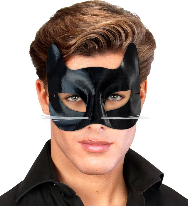 Schwarze Katzaugenmaske als elegantes Kostümzubehör