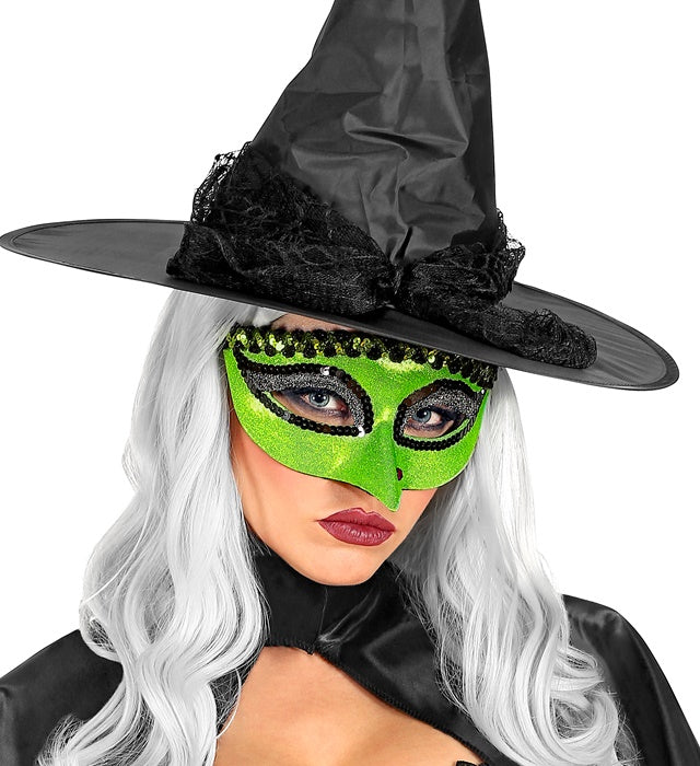 Hexen Augenmaske in schwarzer Farbe mit mystischem Design