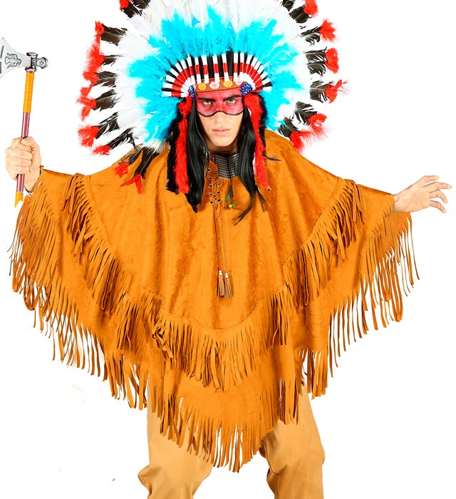 Poncho in brauner Wildlederoptik für Fasnacht und Karneval