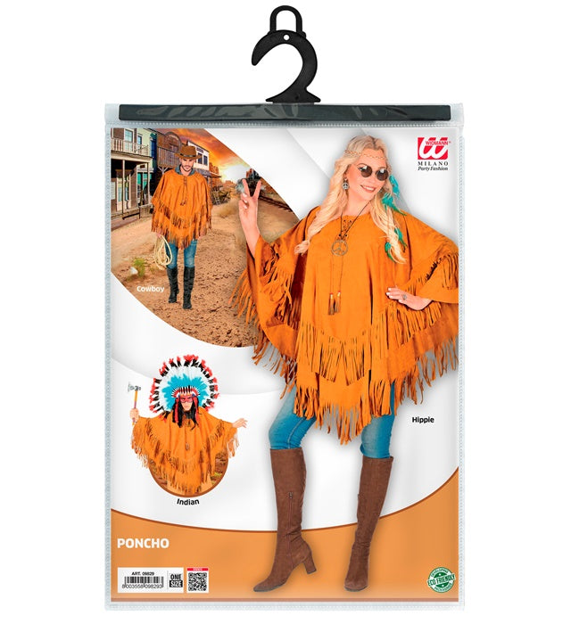 Poncho in brauner Wildlederoptik für Fasnacht und Karneval