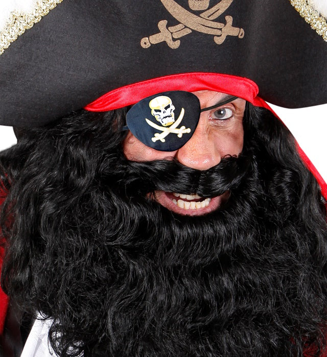 Schwarze Piraten Augenklappe mit elastischem Band