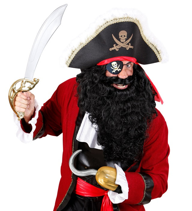Metallischer Piratenhaken mit schwarzem Ärmel als Kostümzubehör