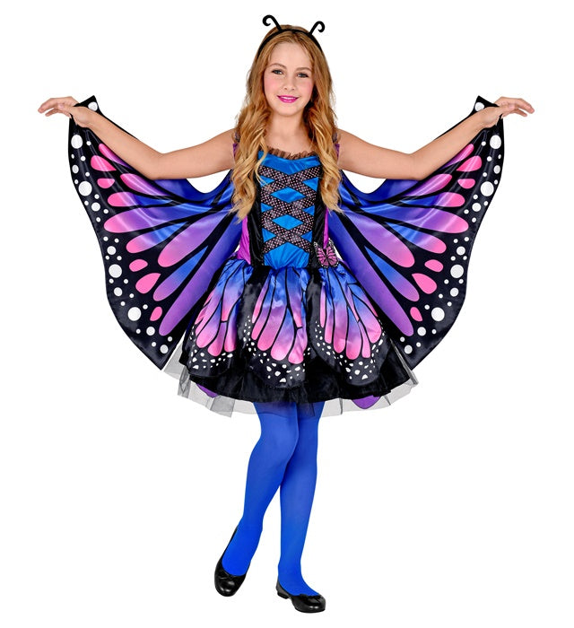 Schmetterlingskostüm mit buntem Tutu, Flügeln und Antennen für Fasnacht und Karneval