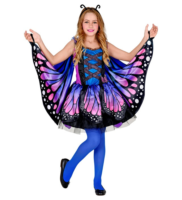 Schmetterlingskostüm mit buntem Tutu, Flügeln und Antennen für Fasnacht und Karneval
