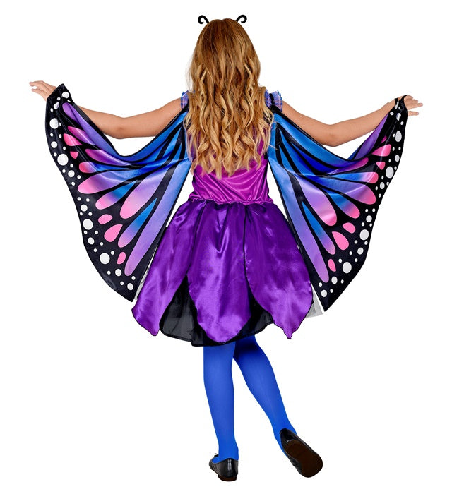 Schmetterlingskostüm mit buntem Tutu, Flügeln und Antennen für Fasnacht und Karneval