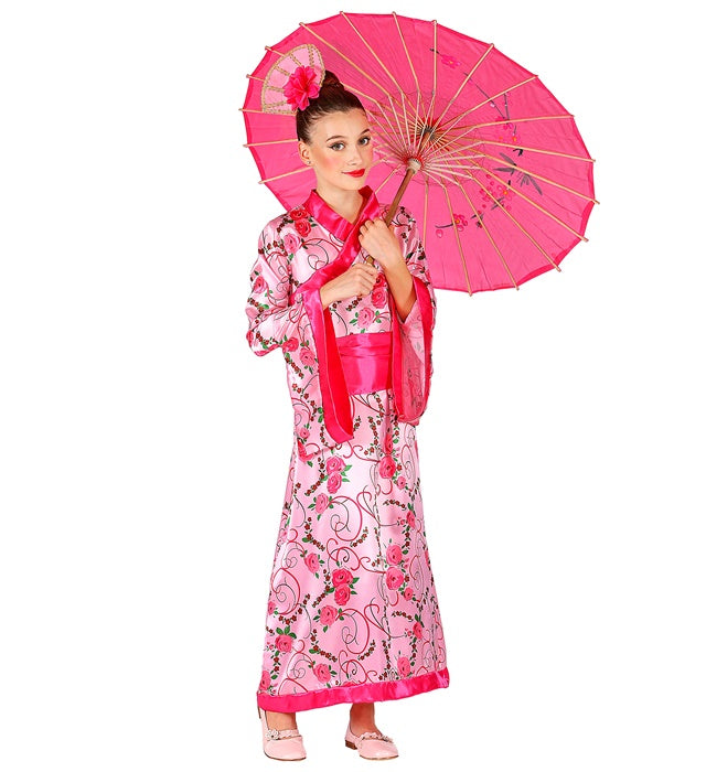 Kimono Kostüm Asiatische Prinzessin mit Gürtel und Kopfschmuck