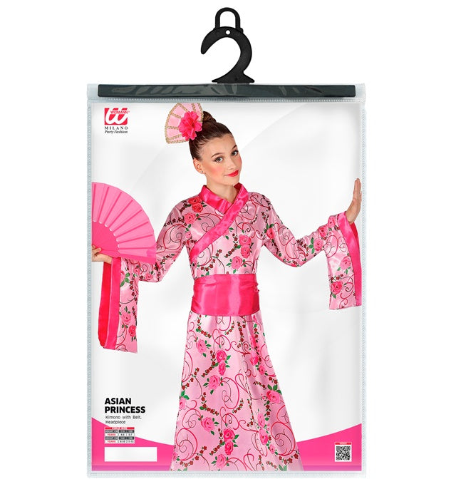 Kimono Kostüm Asiatische Prinzessin mit Gürtel und Kopfschmuck