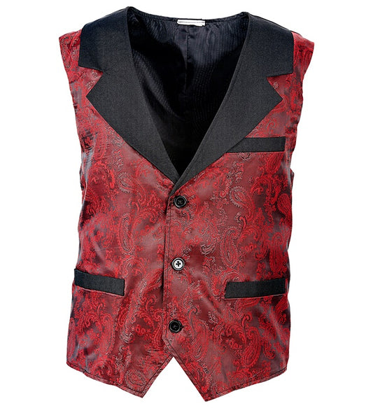 Weinrote Jacquard-Weste im Retro-Stil für Fasnacht und Karneval