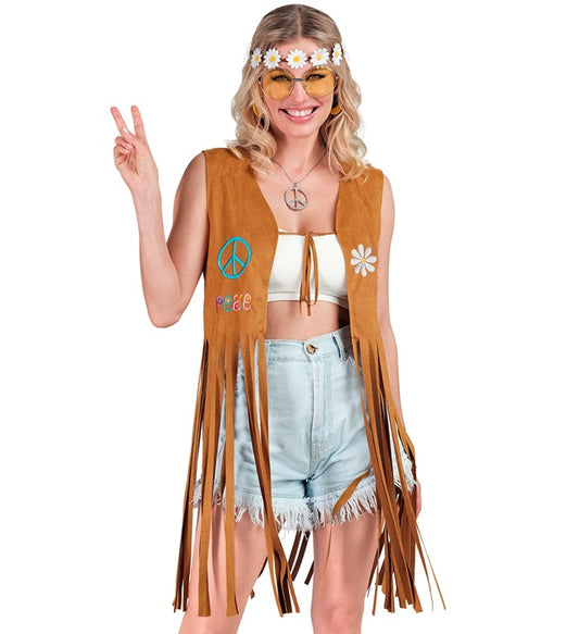 Farbenfrohe Hippie-Weste im Retro-Stil für Fasnacht und Karneval