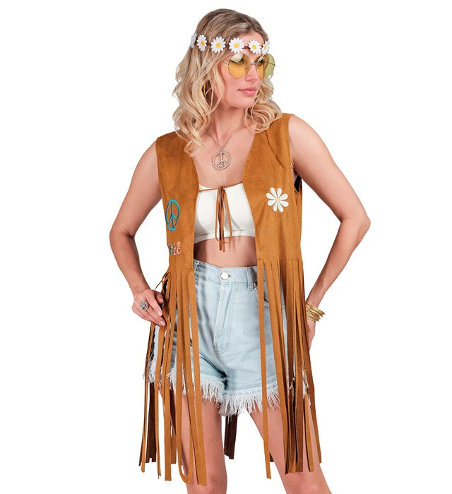 Farbenfrohe Hippie-Weste im Retro-Stil für Fasnacht und Karneval