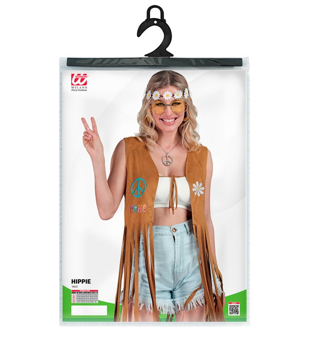 Farbenfrohe Hippie-Weste im Retro-Stil für Fasnacht und Karneval