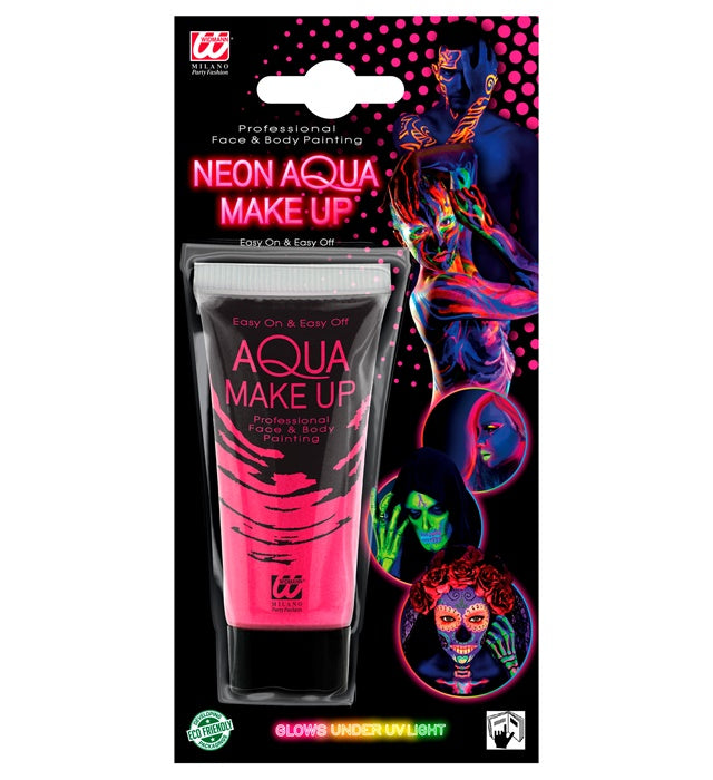 Neon pinkes Aqua Make-up in Tube 30 ml für Fasnacht und Karneval