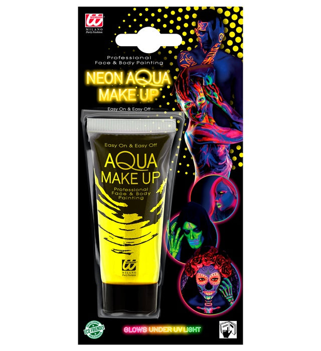 Neon gelbes Aqua Make-up in Tube 30 ml für Fasnacht und Karneval