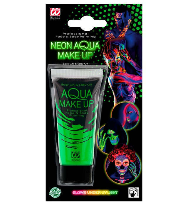Neon Grün Aqua Make-up Tube 30 ml für Fasnacht und Karneval