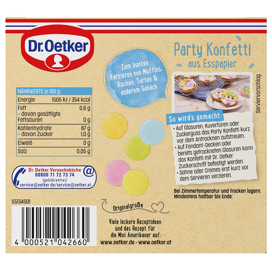 Dr Oetker Party Konfetti Streudekor aus essbarem Papier – Detailansicht