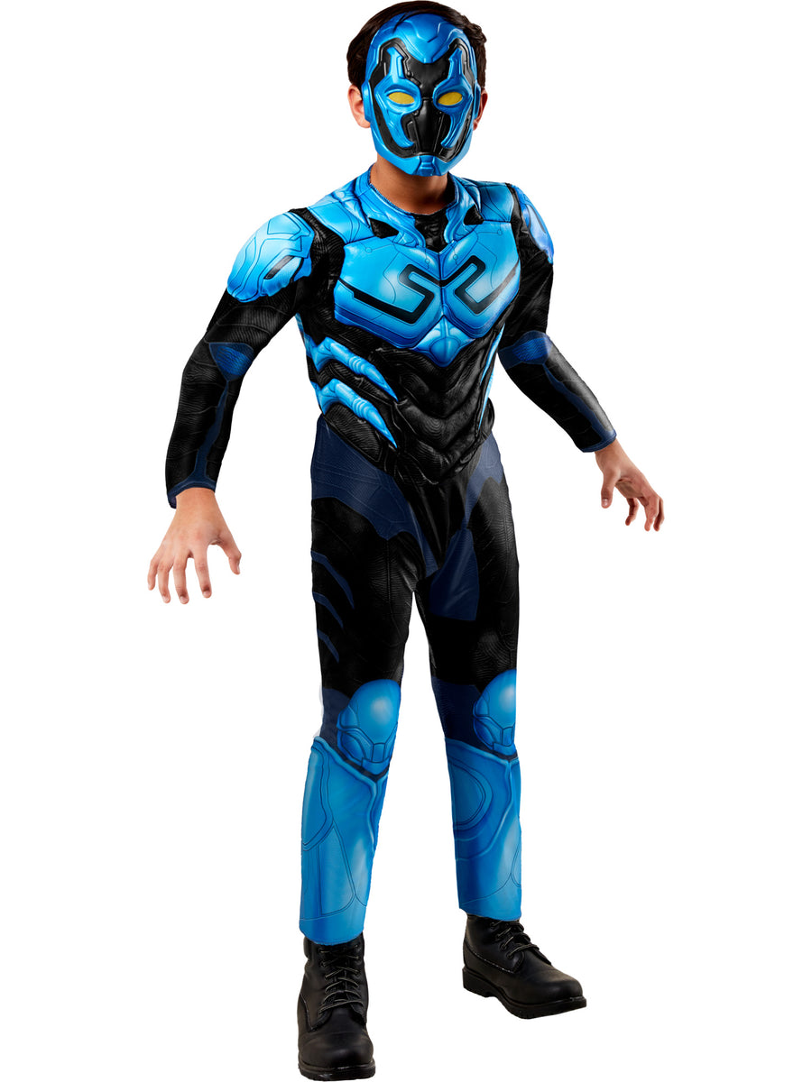 Rubies Blue Beetle Kinderkostüm für Jungen mit gepolstertem Overall und Maske – Produktansicht