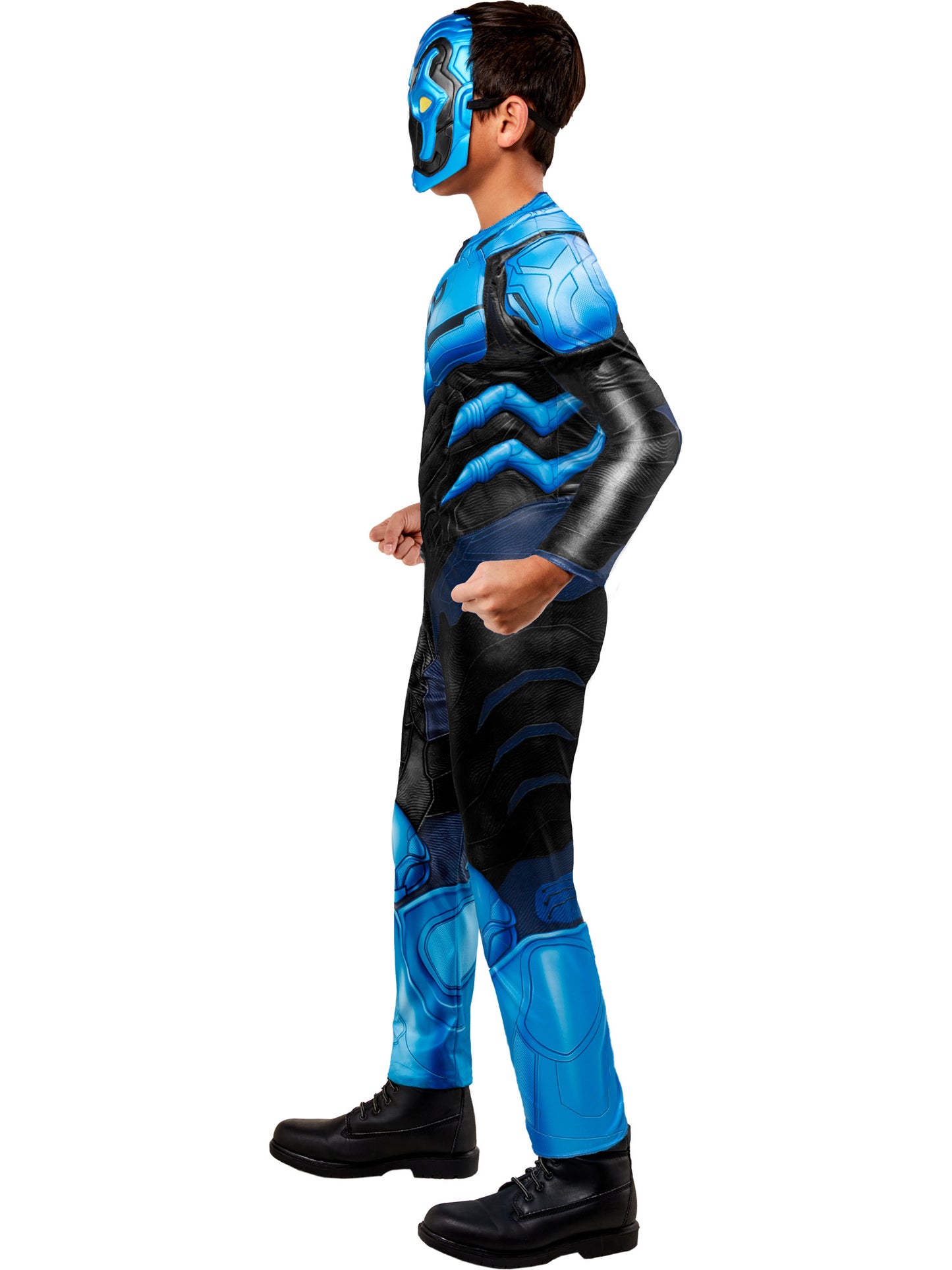 Rubies Blue Beetle Kinderkostüm für Jungen mit gepolstertem Overall und Maske – Seitenansicht