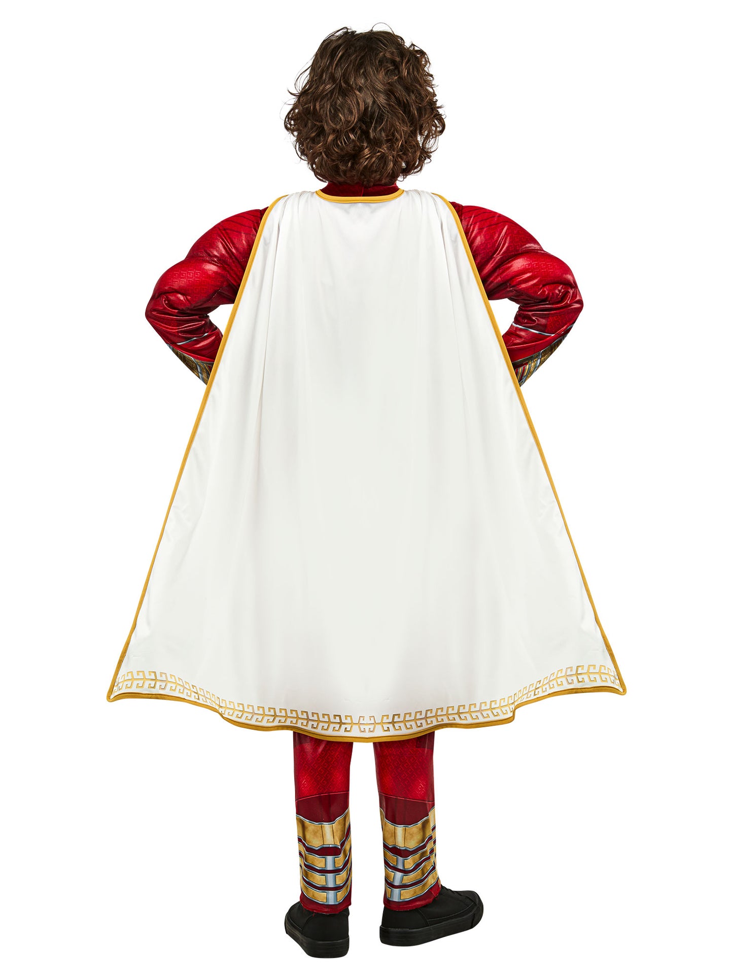 Rubies Shazam Deluxe Kinderkostüm für Jungen mit gepolstertem Overall und Umhang – Detailansicht