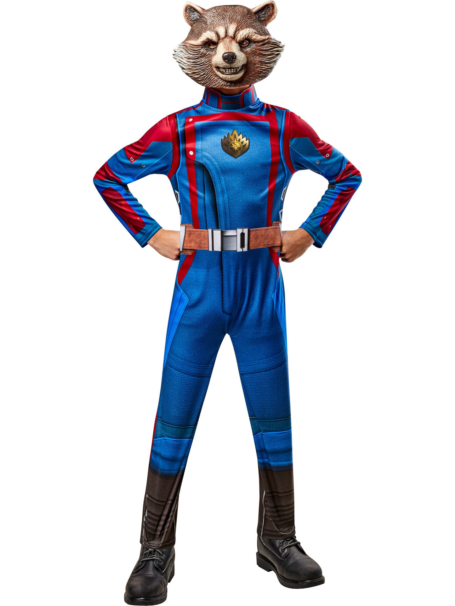 Rubies Rocket Raccoon Kinderkostüm Deluxe mit Overall und Maske – Produktansicht
