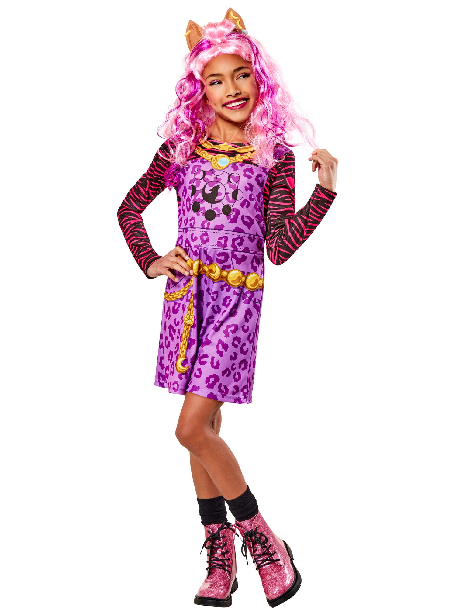 Rubies Clawdeen Wolf Kinderkostüm Monster High mit Playsuit und Haarreif – Seitenansicht