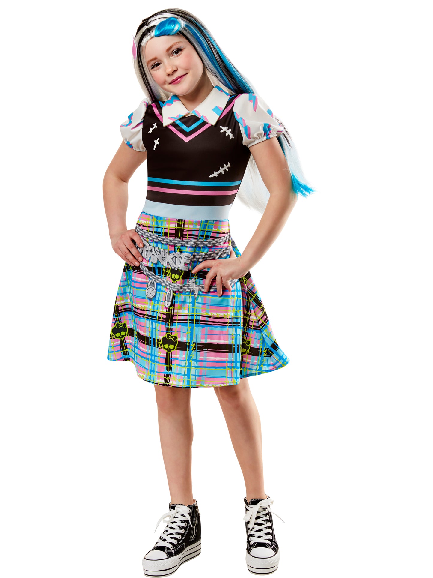 Rubies Frankie Stein Kinderkostüm für Mädchen von Monster High mit Kleid und Haarspange – Detailansicht