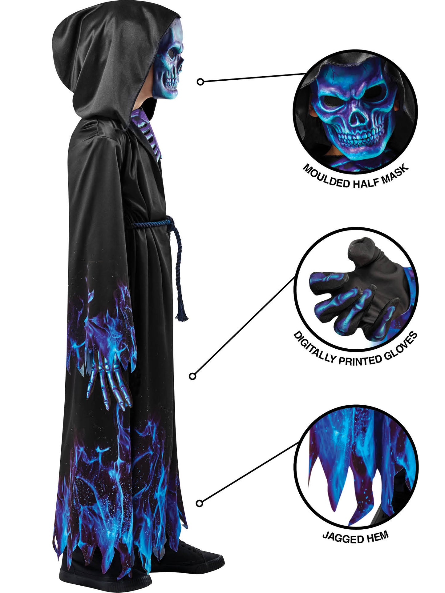 Rubies Zombie Blue Reaper Kinderkostüm für Jungen – Seitenansicht