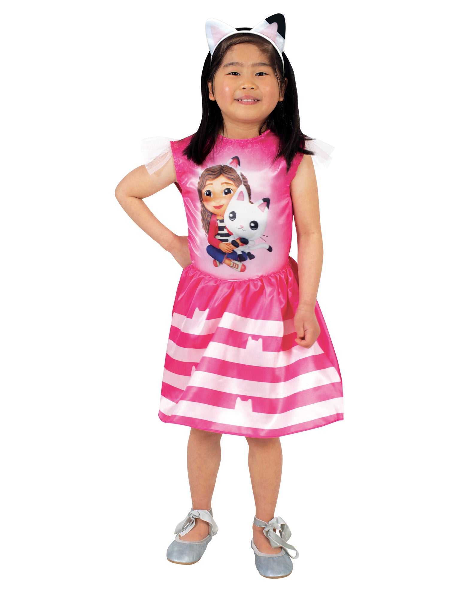 Rubies Pandy Paws Kinderkostüm aus Gabby's Dollhouse mit Kleid und Haarreif – Seitenansicht