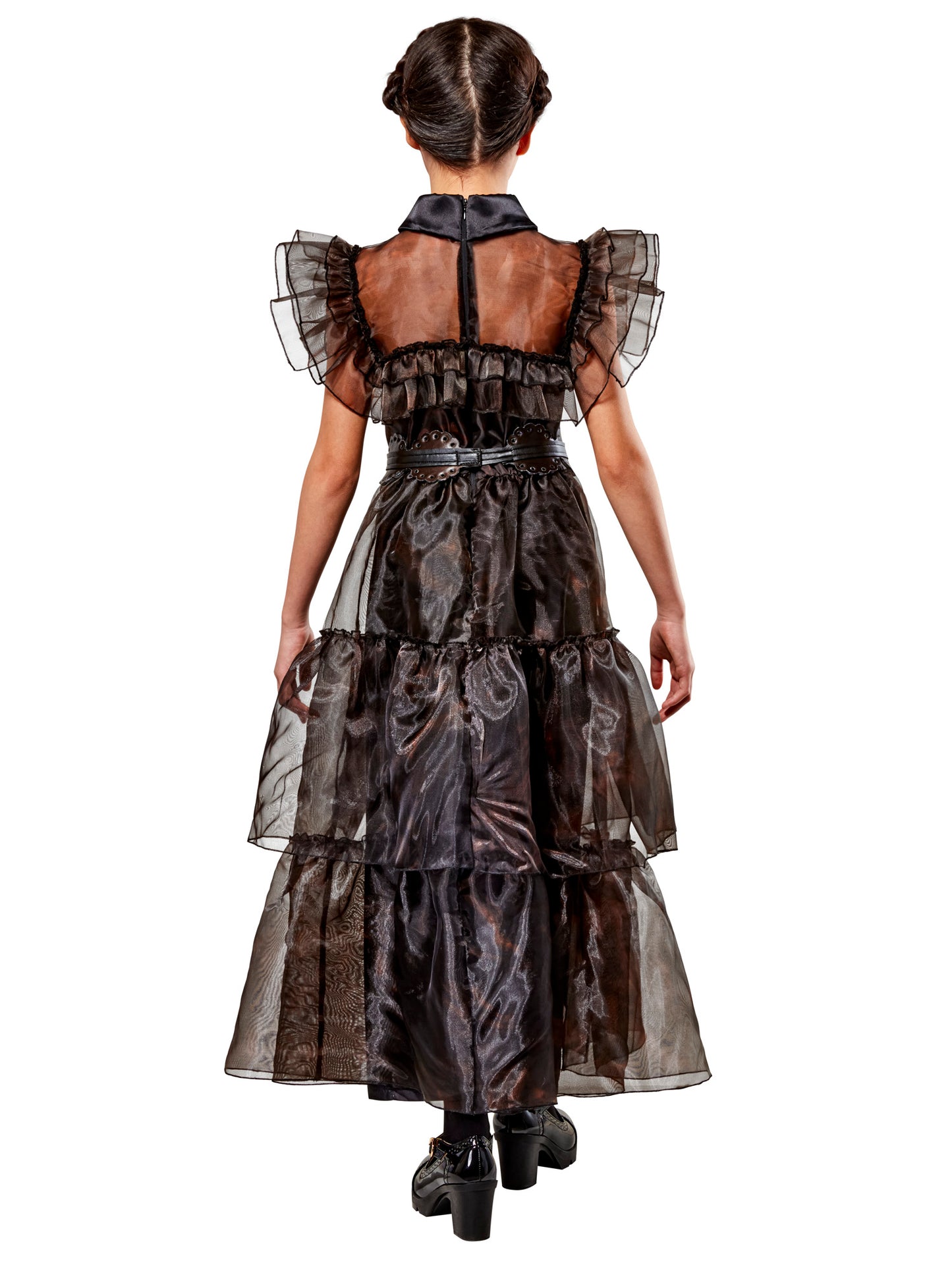 Wednesday Addams Rave'N Kinderkostüm Kleid mit Gürtel von Rubies – Detailansicht