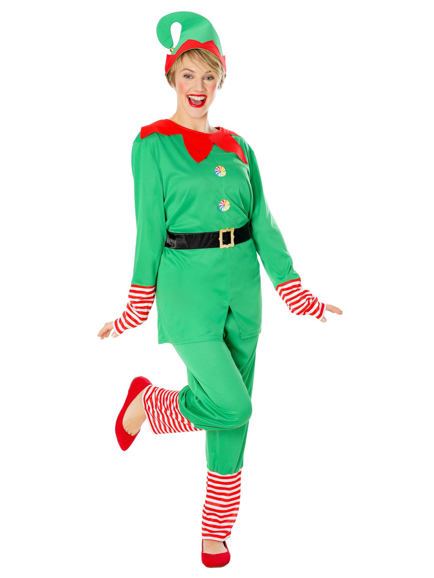 Rubies Elf-Kostüm für Erwachsene mit Top, Hose und Hut – Seitenansicht