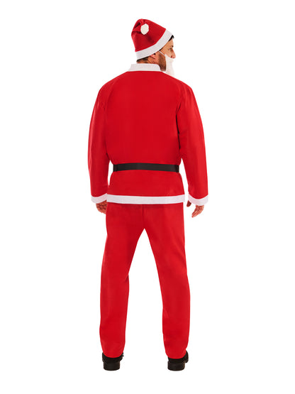 Rubies Santa Kostüm für Erwachsene mit Top Hose Gürtel Hut und Bart – Detailansicht