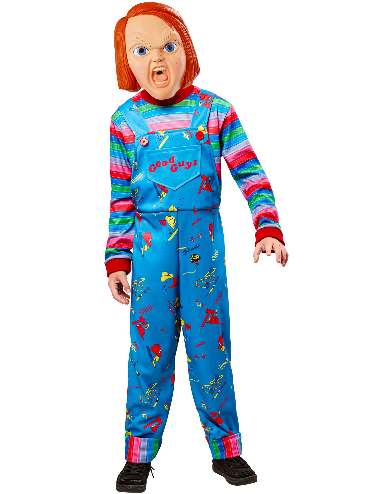 Rubies Chucky Kinderkostüm aus Child's Play mit Overall und Maske – Produktansicht