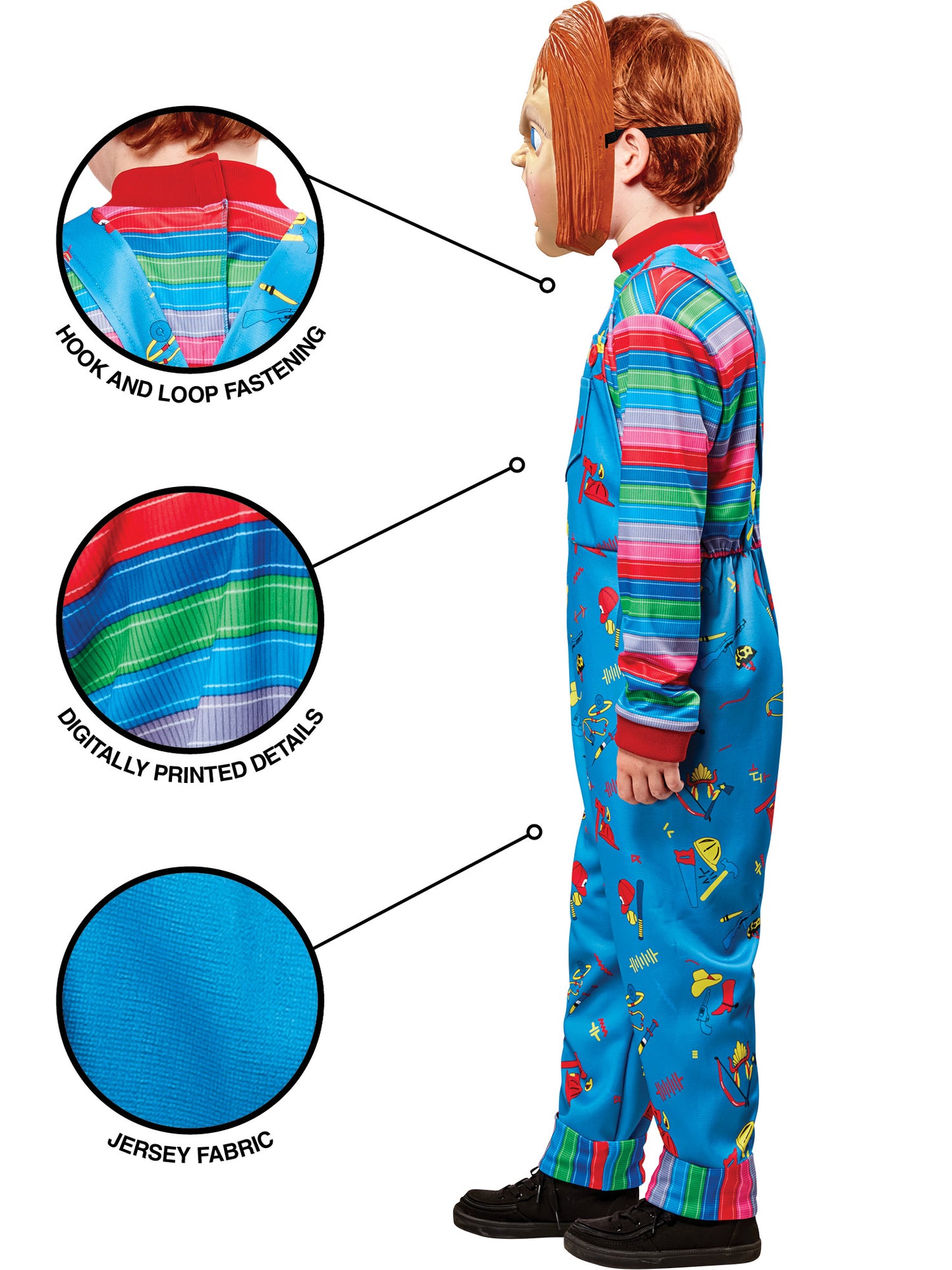 Rubies Chucky Kinderkostüm aus Child's Play mit Overall und Maske – Rückansicht