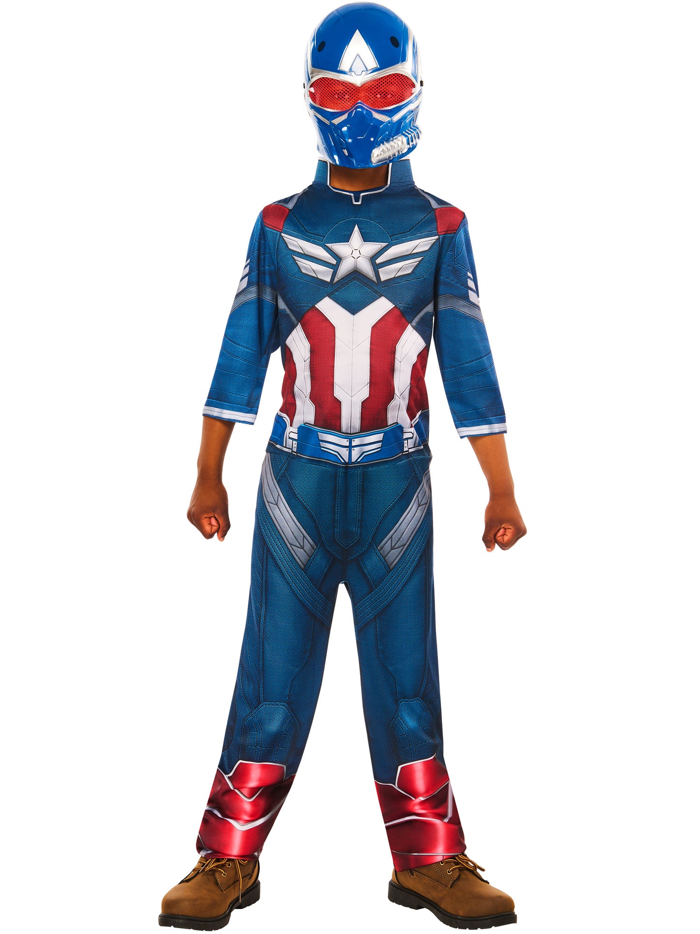 Rubies Sam Wilson Captain America Kinderkostüm mit Overall und Halbmaske – Verpackung